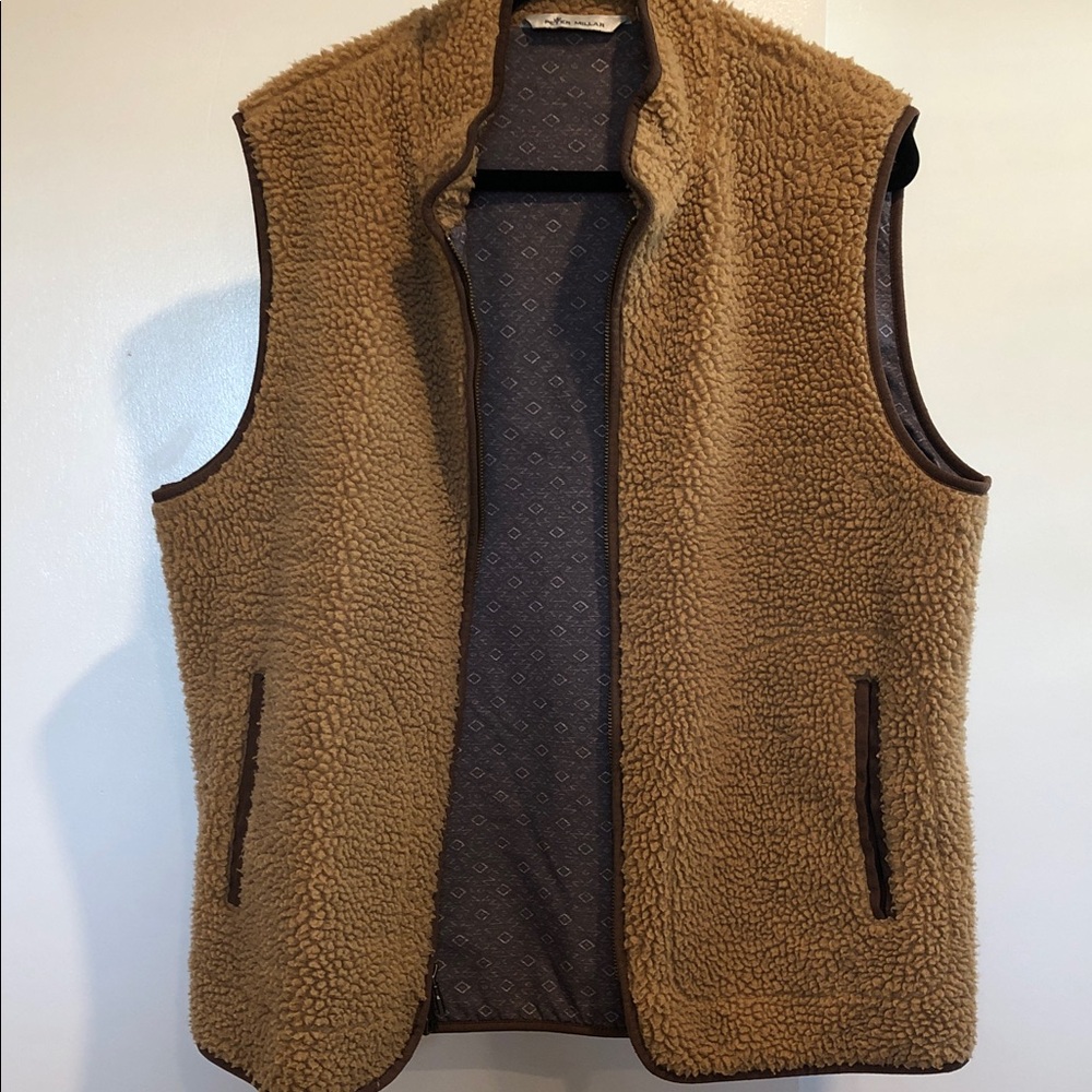 Peter Millar Tan Sherpa Fleece Vest - Picture 2 of 3